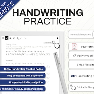 Supernote compatible handwriting practice template with PDF format and hyperlinks for easy learning.