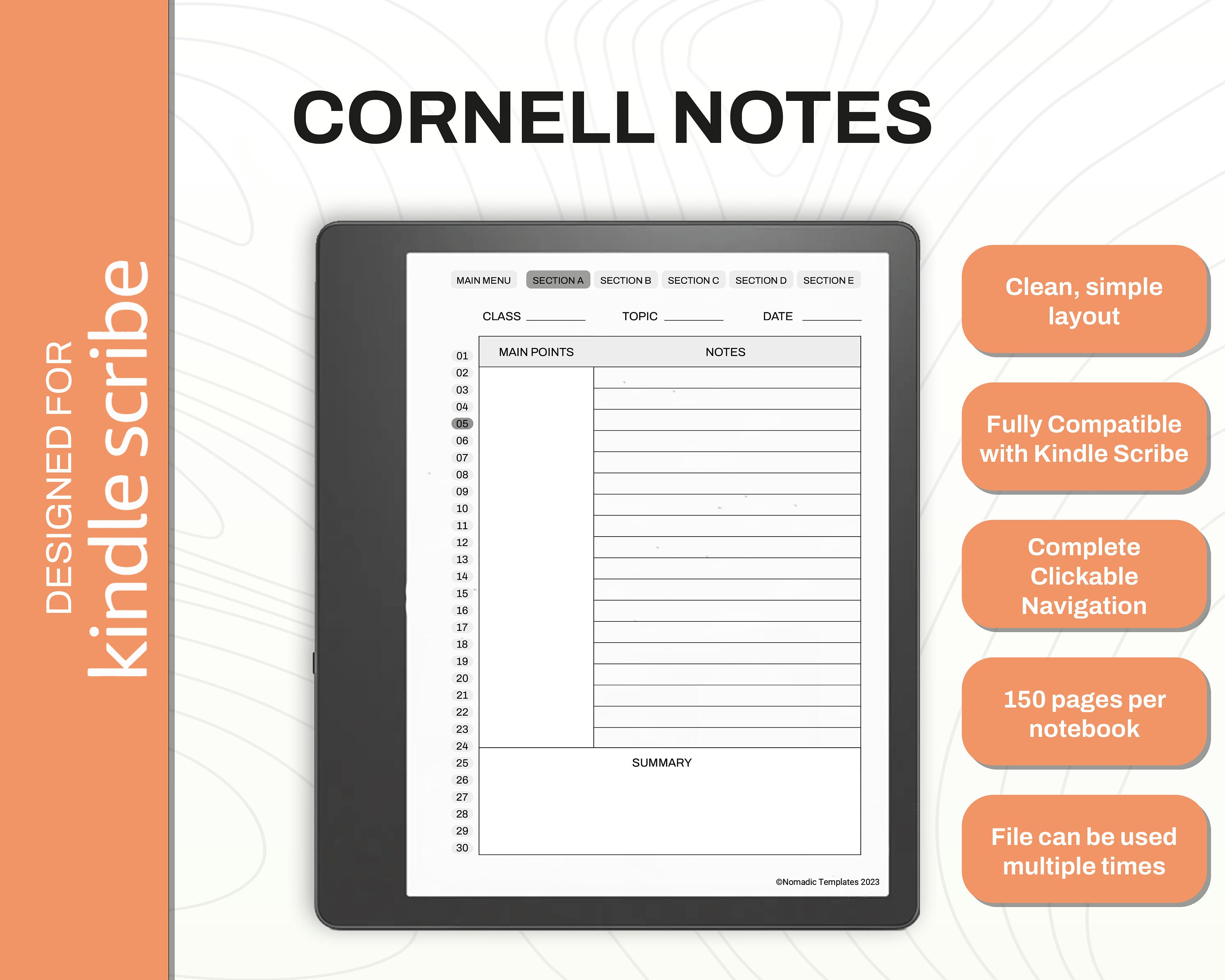Cornell Notes for Kindle Scribe | Notebook Template | Writing Journal ...