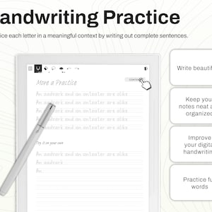 Letter formation guide for Supernote with 4 pages per letter, ensuring thorough handwriting practice.