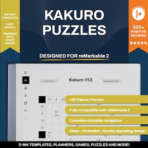 Kakuro for reMarkable | Games and Puzzles | Digital Template | Digital Download | With Hyperlinks | For e-ink tablet