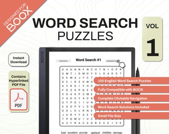 BOOX Woordzoekbundel Deel 1 | Spellen en puzzels | Klikbare sjabloon | Digitale download voor e-inktablet | Gehyperlinkte pdf