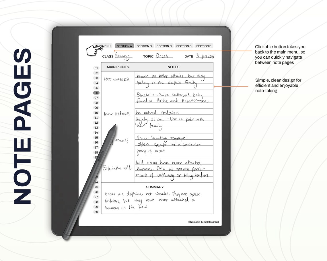 Cornell Notes for Kindle Scribe | Notebook Template | Writing Journal ...