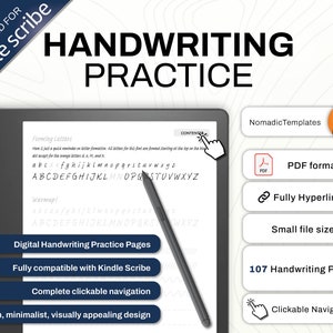 Modèle pour scribes Kindle | Feuilles d'exercices pratiques pour l'écriture soignée | Calligraphie | Téléchargement numérique | Lien hypertexte PDF interactif | Pour tablette à encre électronique
