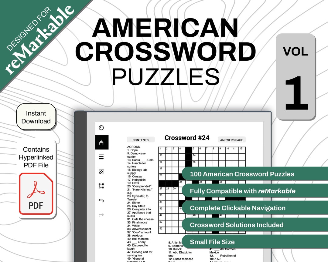 Remarkable 2 American Crosswords Volume 1 Games and Puzzles Clickable