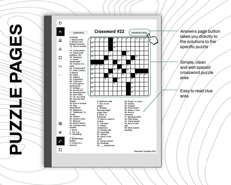 American Crosswords for Remarkable Games and Puzzles Clickable Template