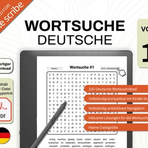Kindle Scribe Wortsuche Deutsche Sprache | Spiele und Rätsel | Anklickbare Vorlage | Digitaler Download für E-Ink-Tablet | Hyperlink PDF