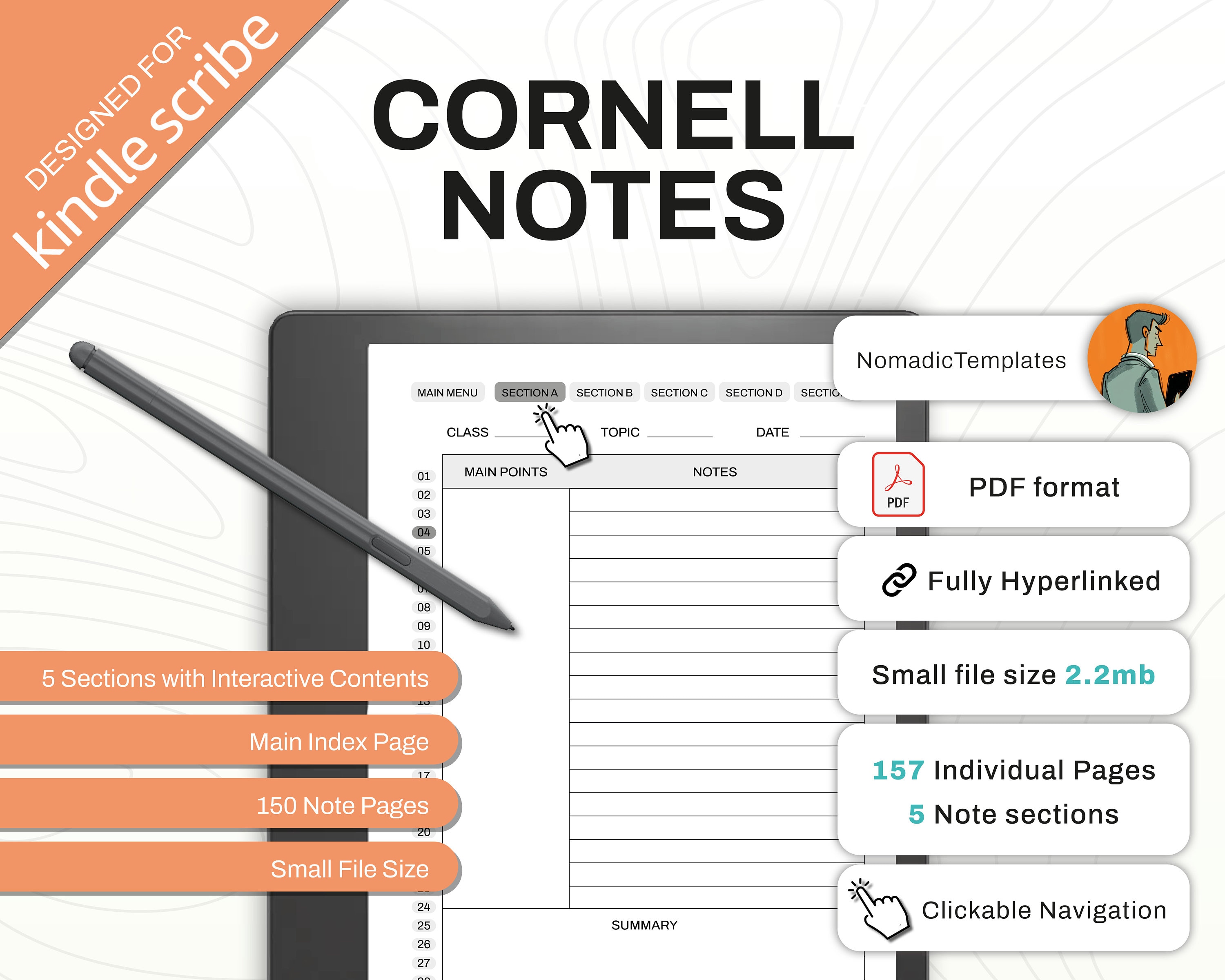 Cornell Notes for Kindle Scribe | Notebook Template | Writing Journal ...