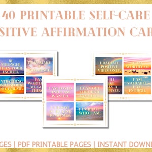 Positive Affirmation Cards, Mindfulness Cards, Printable Cards, Positive Quotes, Self Care, Digital
