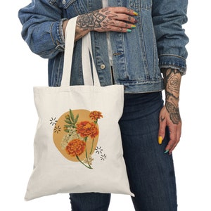 Orange Vintage Marigold Bouquet Natural Tote Bag