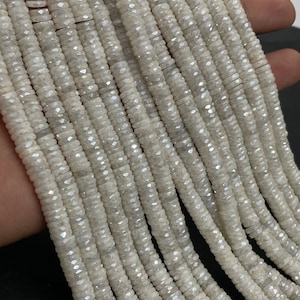 AAA+ Quality Natural Silverite Faceted Tyre Shape Beads White Silverite Gemstone Beads Wheel/Tyre Shape, Heishi Cut Flat Roundel Beads