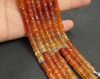 AAA+ Quality Natural Carnelian Faceted Tyre Beads Orange Carnelian Shaded Gemstone Beads Wheel/Tyre Shape, Heishi Cut Flat Roundel Beads
