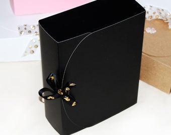 Gift box. Stylish packaging for every occasion with elegant black and romantic heart pattern! Birthdays, parties, weddings, much more