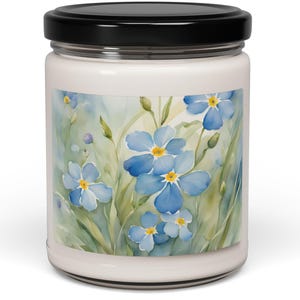 Forget-me-knot Floral Candle, Home Decor, Aromatherapy Candle, Gift for Her, Housewarming Gift, Relaxation Candle, Floral Scented Candle