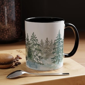 Snowy Forest Coffee Mug: Winter Holiday Tea Cup, Nature Lover Gift