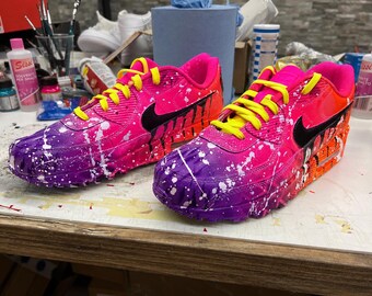 Air Max 90 LTR Customized Sneakers | Airbrushed - Handpainted with Summer Purple style | Custom Shoes |  Fully Painted Without Masking