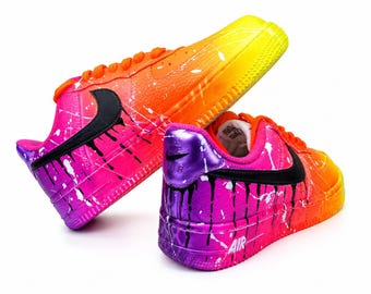 Customized AIR FORCE 1 Rainbow Two Sneakers | Free Style Handpainted and Airbrushed | Custom Shoes Airbrush Art | On demand quick ship