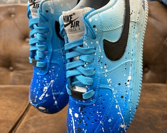 Aangepaste AIR FORCE 1 Sea Splash-sneakers | Vrije stijl handbeschilderd en airbrush | Aangepaste schoenen Airbrush kunst | Op aanvraag snel schip