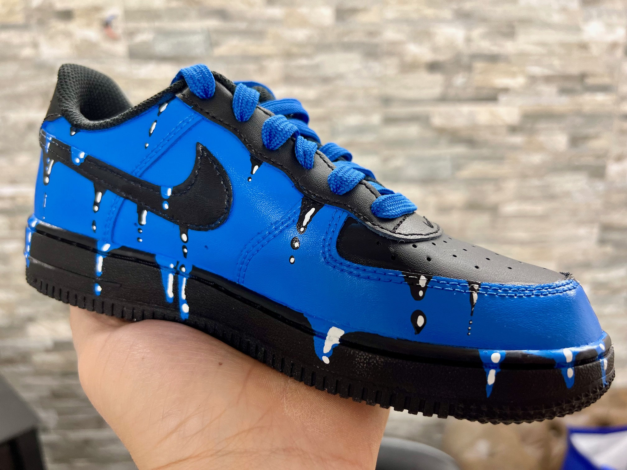 Customized AIR FORCE 1 Blue Drops Sneakers | Handpainted and Airbrushed ...