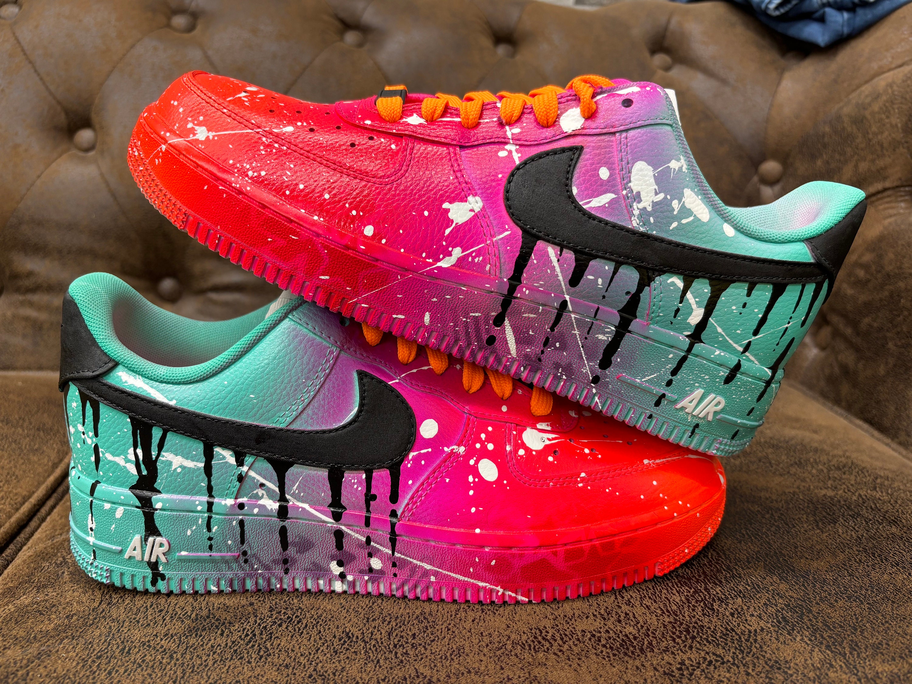 Customized AIR FORCE 1 Synthwav Graffiti Sneakers Free Style Handpainted and Airbrushed Custom Shoes Airbrush Art on Demand Quick Ship Etsy