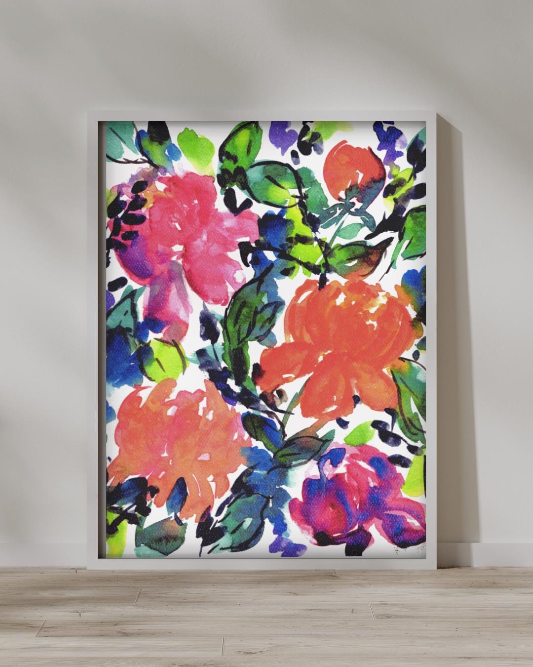 Bold Watercolor Floral Wall Art, Bright Flowers, Wildflower Art PRINT ...