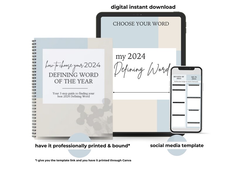 Blue 2024 Word of the Year Guide Instant Download 2 Bonuses Easy 3