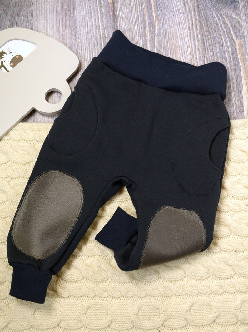 Cute Baby Pants, Jogging Pants With Knee Patch Size. 74, Navy, Dark