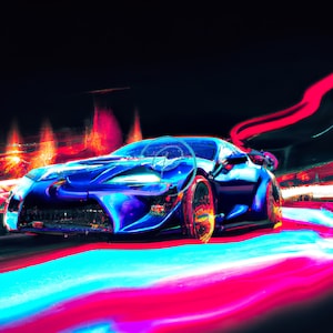 Toyota Supra Driving On A Neon Road