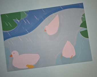 Rainy Day Duck Pond | Art Print | 190*130mm
