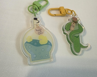 Whimsical Potion Bottle Keychain: Acrylic Rubber Duck / Snake Charm