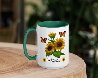 Sunflower Mug,Personalized Sunflower Gifts,Sunflower Gifts for Women,Sunflower Gifts for Her,Sunflower Coffee Cup, Sunflower Coffee Mug,