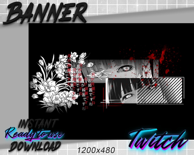 Anime Twitch Banner Black red Etsy anime-twitch-banner-black-red-etsy