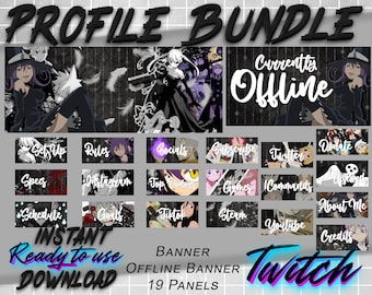 Anime Twitch Blair Maka Soul Profile BUNDLE | Offline & Profile Banner | 19 Panels + 19 Templates