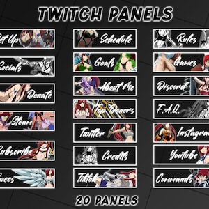 Anime Twitch Erza Fairy Tail Panels | 20 Panels | Semi-Transparent