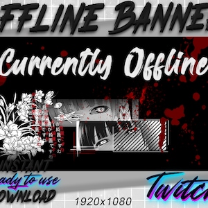 アニメ Twitch オフライン バナー ブラック/レッド