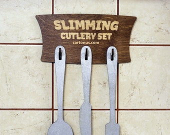 Slimming Cutlery Set. Just for fun. Two in One. Laser cut plan. SVG file template