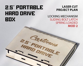 Portable hard drive box. Laser cut plan. File template