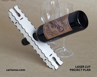 Wine bottle balancer & Wine butler. Two in One. Laser cut plan. SVG file template