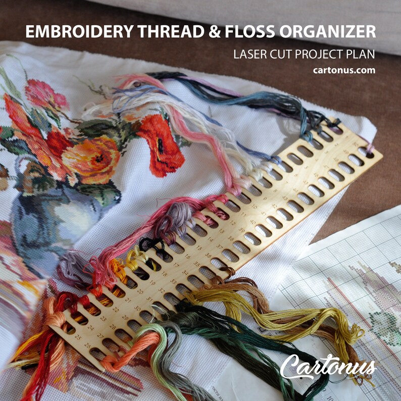 Embroidery Thread & Floss Organizer. Laser Cut Plan. SVG File Etsy