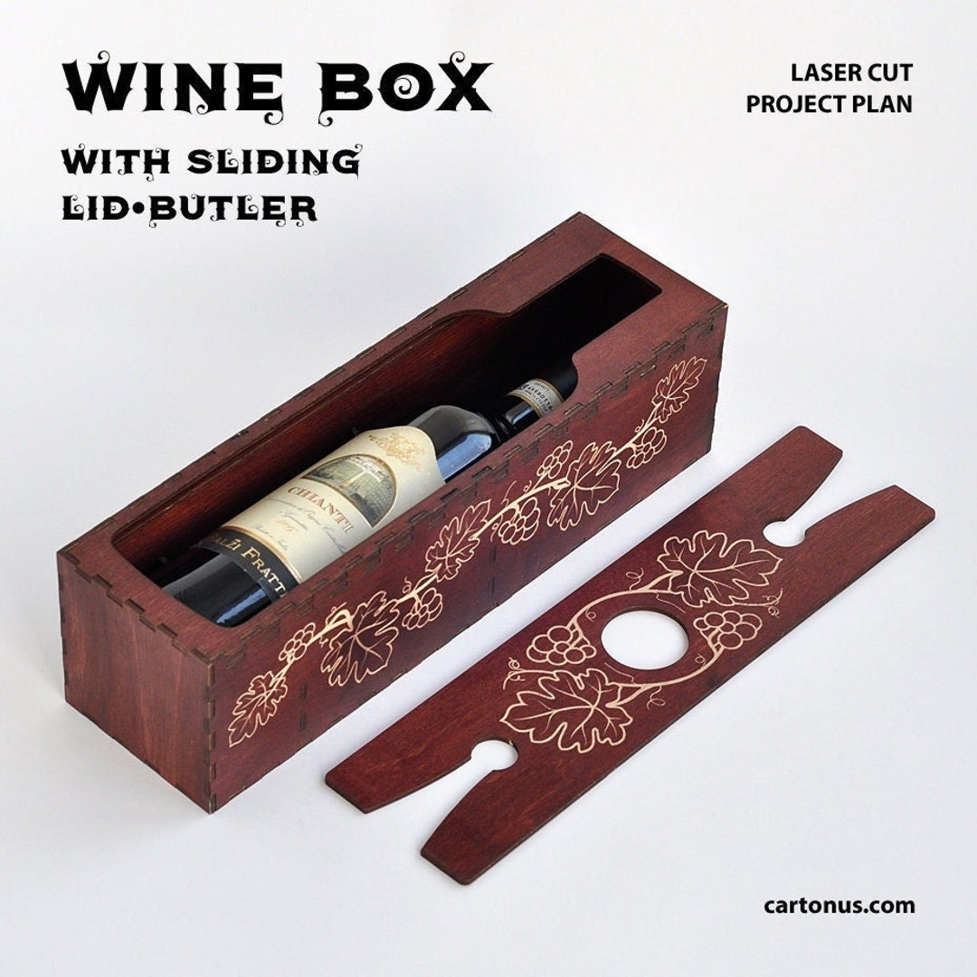 Wine Box With Sliding Lidbutler. Laser Cut Plan. SVG File Template Etsy