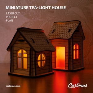 Tea light house Christmas home decor. Laser cut plan. SVG file template image 6