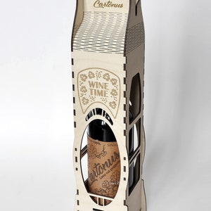 Elegant wine box made with soul by Cartonus.
Lasercut vector files / project plan with engraving for laser cutting.
Vertical position of bottle.
Art nouveau and Art-deco style.
Set of 6 wood box designs.