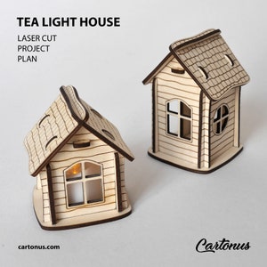 Tea light house Christmas home decor. Laser cut plan. SVG file template image 9