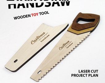 Handsaw. Wooden toy tool. Laser cut plan. SVG file template