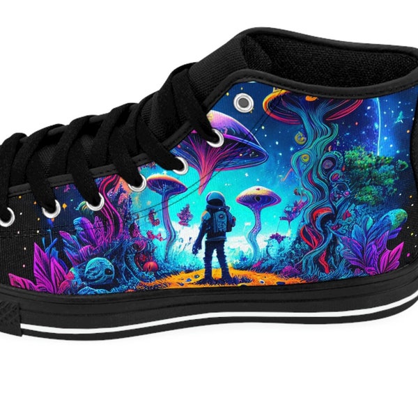 Psychedelic Alien Mushroom Planet Men's Classic Sneakers - Trippy Festival Wear