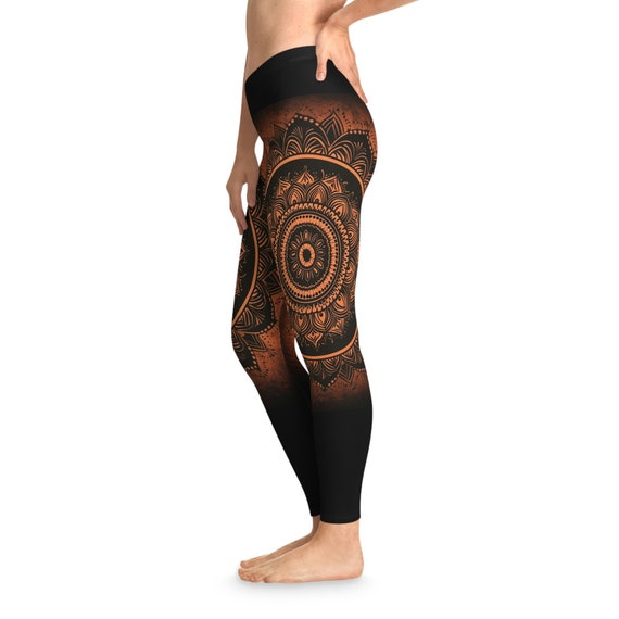 Tangerine Mandala Soft Stretchy Leggings for Women Hippie Clothing