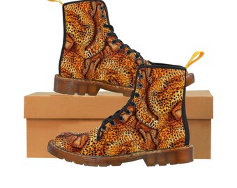 Tiger Gecko Botas de lona para mujer Trippy Apothecary Festival Wear EDM Rave Vegan Boots