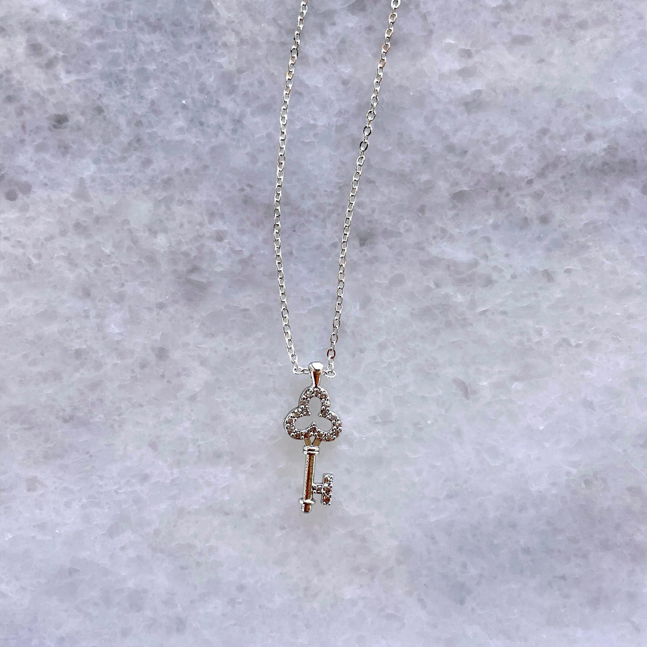 Dainty Key Necklace,elegant Silver Key Pendant,delicate Key Charm ...