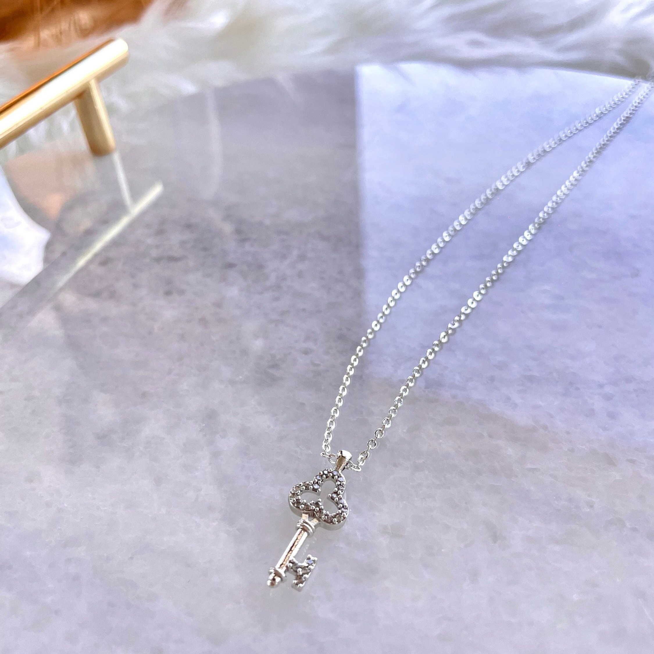 Dainty Key Necklace,elegant Silver Key Pendant,delicate Key Charm ...