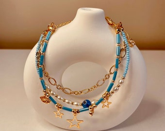 Star Bracelet - Bohemian Jewerly, Blue Bracelet, Anchor, Minimalist Jewelry, Gift for women ,Summer Jewelry