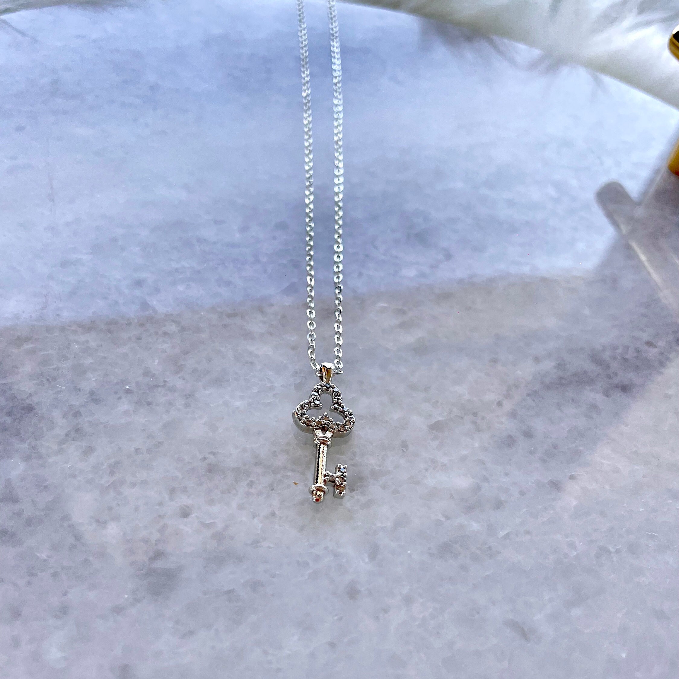 Dainty Key Necklace,elegant Silver Key Pendant,delicate Key Charm ...